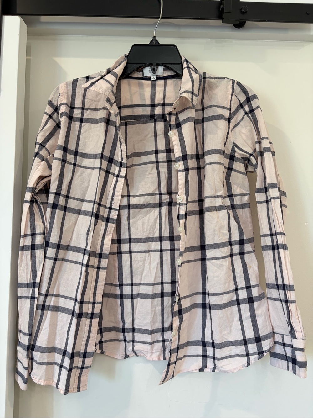 crown & ivy Pink and Black Plaid Button-Down Shirt